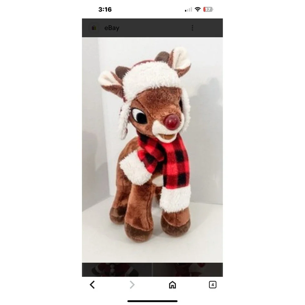 Dan Dee Collectors Choice Rudolph The Red Nosed Reindeerplush‎ 2013 Plaid Hat